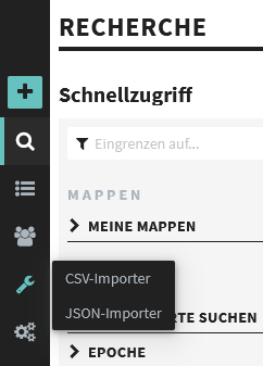 Ansicht der Werkzeuge im Hauptbildschirm von CODA